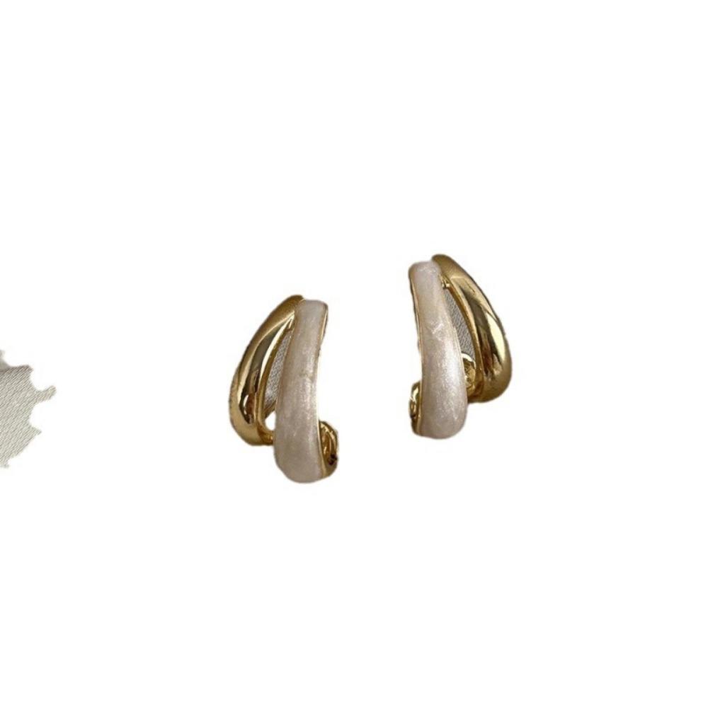 New Temperament Retro Enamel Drop Glaze Stud Earrings for Men Women Gold Tone Fashion Simple Daily Wear Jewelry Accessories Gift