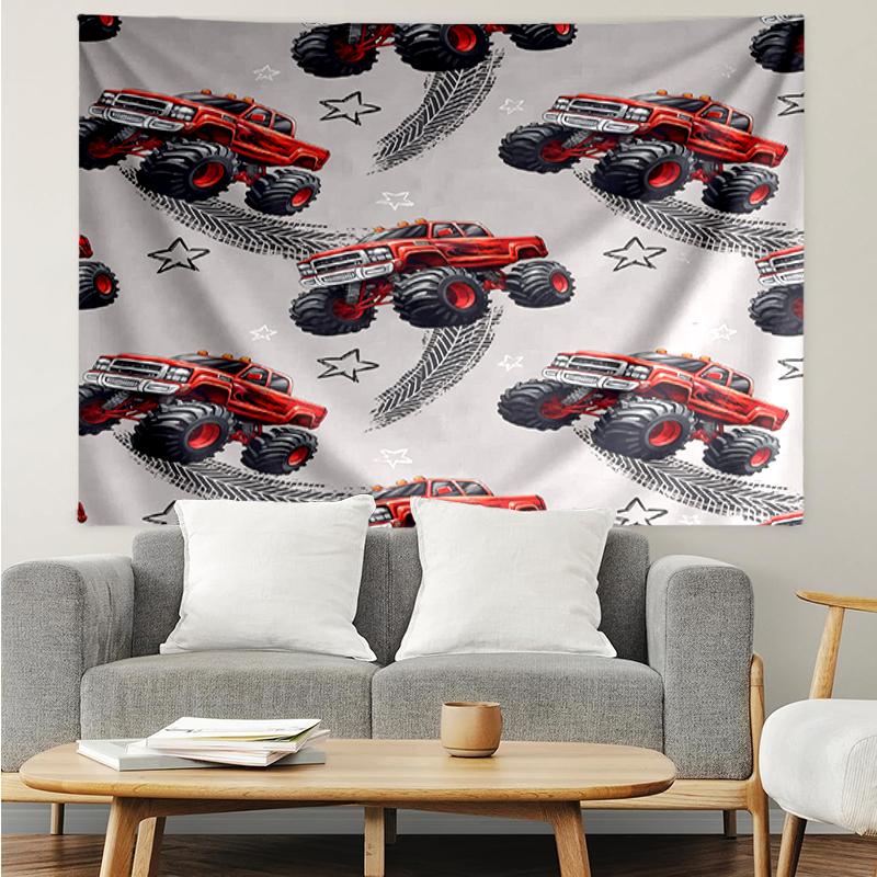 Truck Print Tapestry, Backdrop, Easy Setup, Ideal for Bedroom, Office & Living Room, with Aesthetic Wall Hanging Decor.