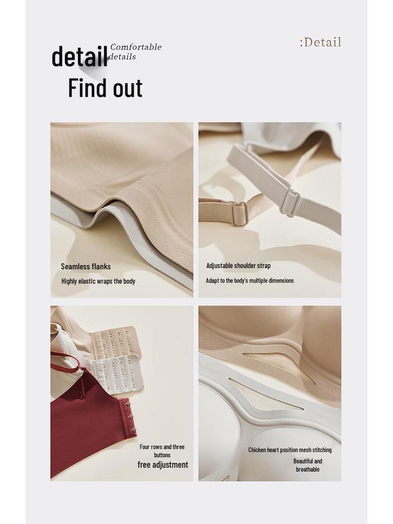 2025 New Style Red Wire-Free Bra: Seamless Underwear for Large Busts, Enhances Shape, Lifts, Controls Side Bulge, Anti-Sagging Effect