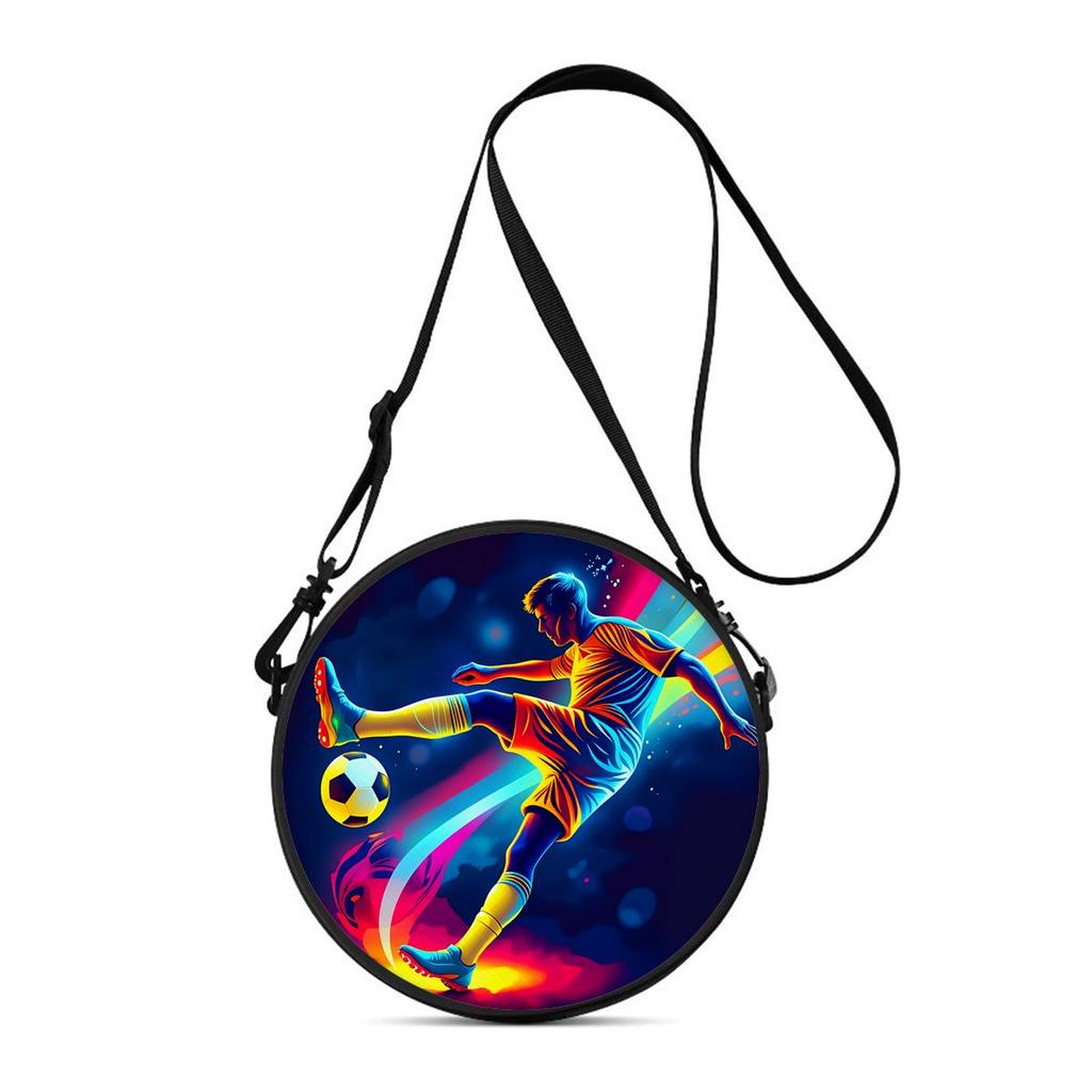 Bolso Redondo con Estampado de Fútbol Bolso Cruzado Casual para Mujer Mejores Regalos Bolso Cruzado Casual Diario Plano 2D
