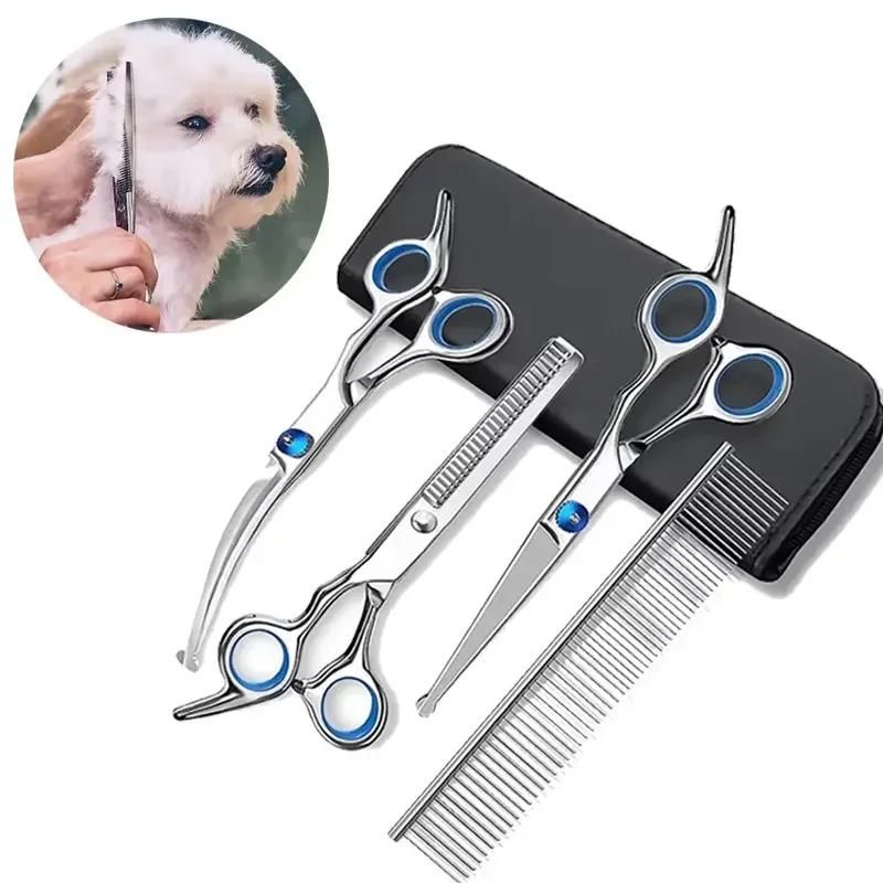 Pet Safety Round Head Grooming Scissors Stainless Steel Blunt Tip Trimming Shears for Dogs Cats Precise Hair Cutting Tool