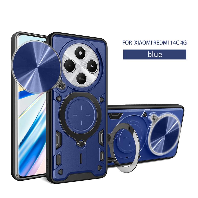 For Xiaomi Redmi 14C 4G Case Armor Car Magnetic Ring Holder Cover For Redmi14C 14C 14 C Slide Camera Protect Funda For Redmy 14C