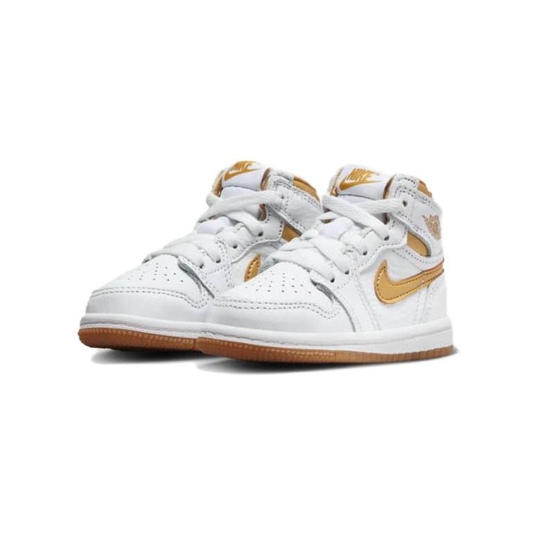 Air Jordan 1 Retro High OG TD Metallic Gold Baby Sneakers White Gum-Light-Brown FD2598-107