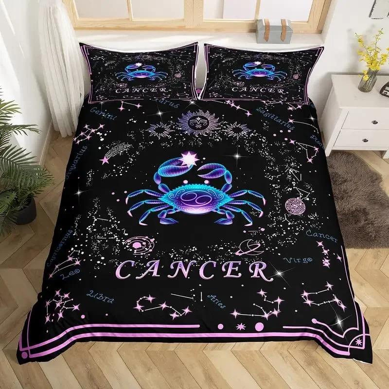 Gemini King Queen Duvet Cover Constellation Horoscope Comforter Cover Astrology Galaxy Bedding Set Star Polyester Quilt Cover