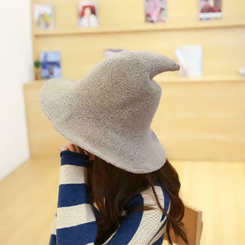 

Halloween Witch Hat Men S And Women S Wool Knit Hat Fashion Solid Hat Diversified Along The Hat Girlfriend Gifts бежевый