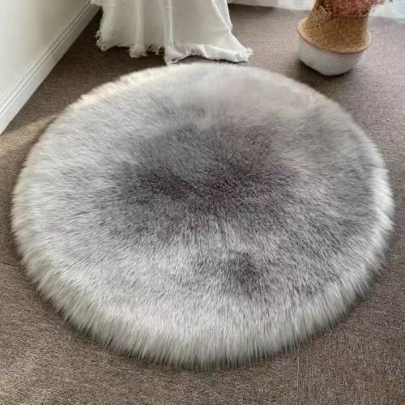 Nordischer Stil Plüschdecke Wohnzimmerteppich Schlafzimmer Mädchenzimmer Schmutzabweisende Kissen Runde Matten Schlafzimmer Nachttischdecke