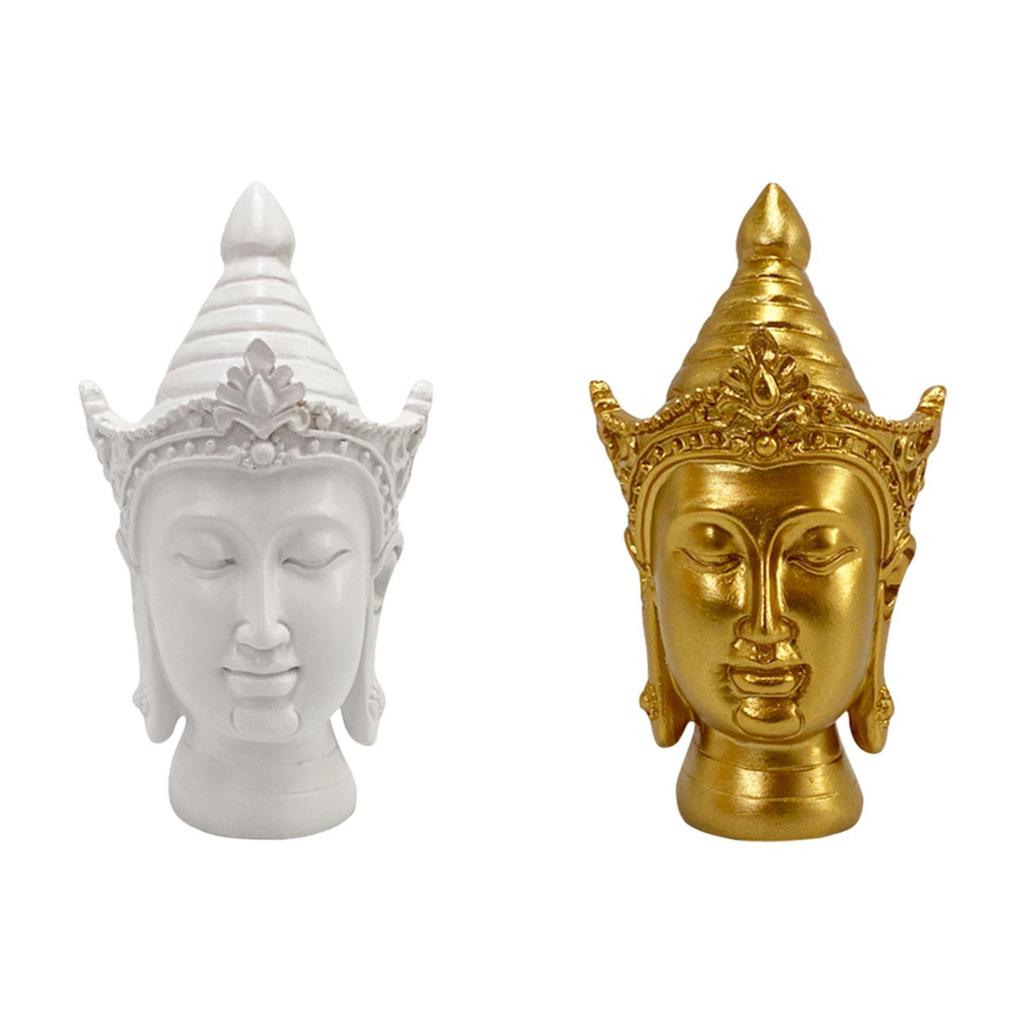 Buddha Head Statue Ornament Craft Decoration for Farmhouse Bookshelf Desktop