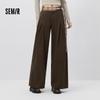 Semir Women's Loose Pleated Wide-Leg Long Pants with Belt