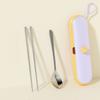 Cartoon Pattern Chopsticks Three-piece Set Stainless Steel Fork Dining Utensils Kit  Outdoor Dining
