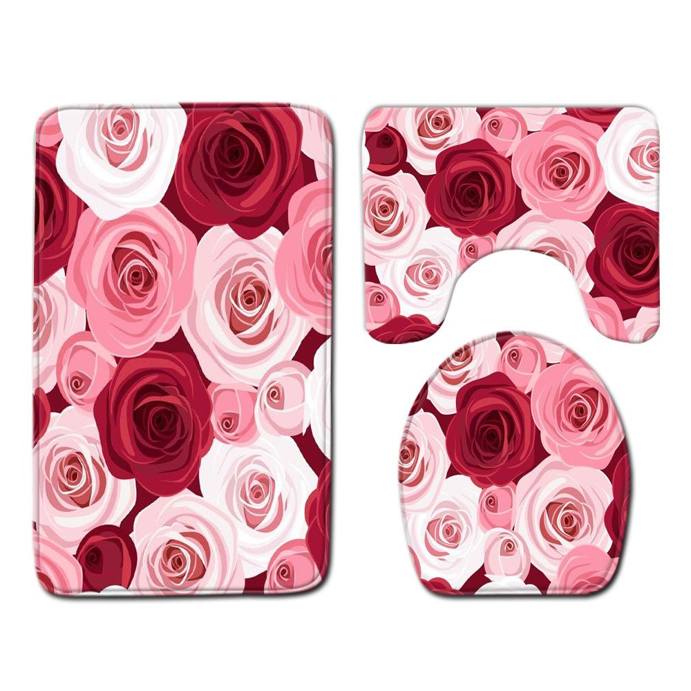 Creative Door Mat Bathroom Toilet Three-Piece Floor Mat Bedroom Living Room Sand Carpet