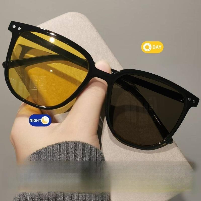 

Очки для вождения, светочувствительные, меняющие цвет, для ночного видения, от близорукости, для женщин, мужчин, с большой оправой, для дня и ночи -4