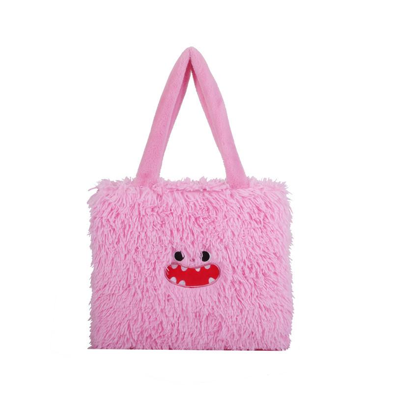 Cute Little Monster Cartoon Plush Bag Versatile Niche Shoulder Bag Girls and Students Large-capacity Handbag Gift