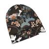 ZLIENSZUS Japanese Garden Knit Hat for Adults - Dark Base with Subtle Japanese-Themed Patterns, Flat Print Texture, Warm Winter Suitable for Cold Weat