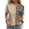 Color Block Patchwork Minimalist Fashion Leopard Geometric Graphic Full-Print Breathable Round Neck Short Sleeve T-Shirt