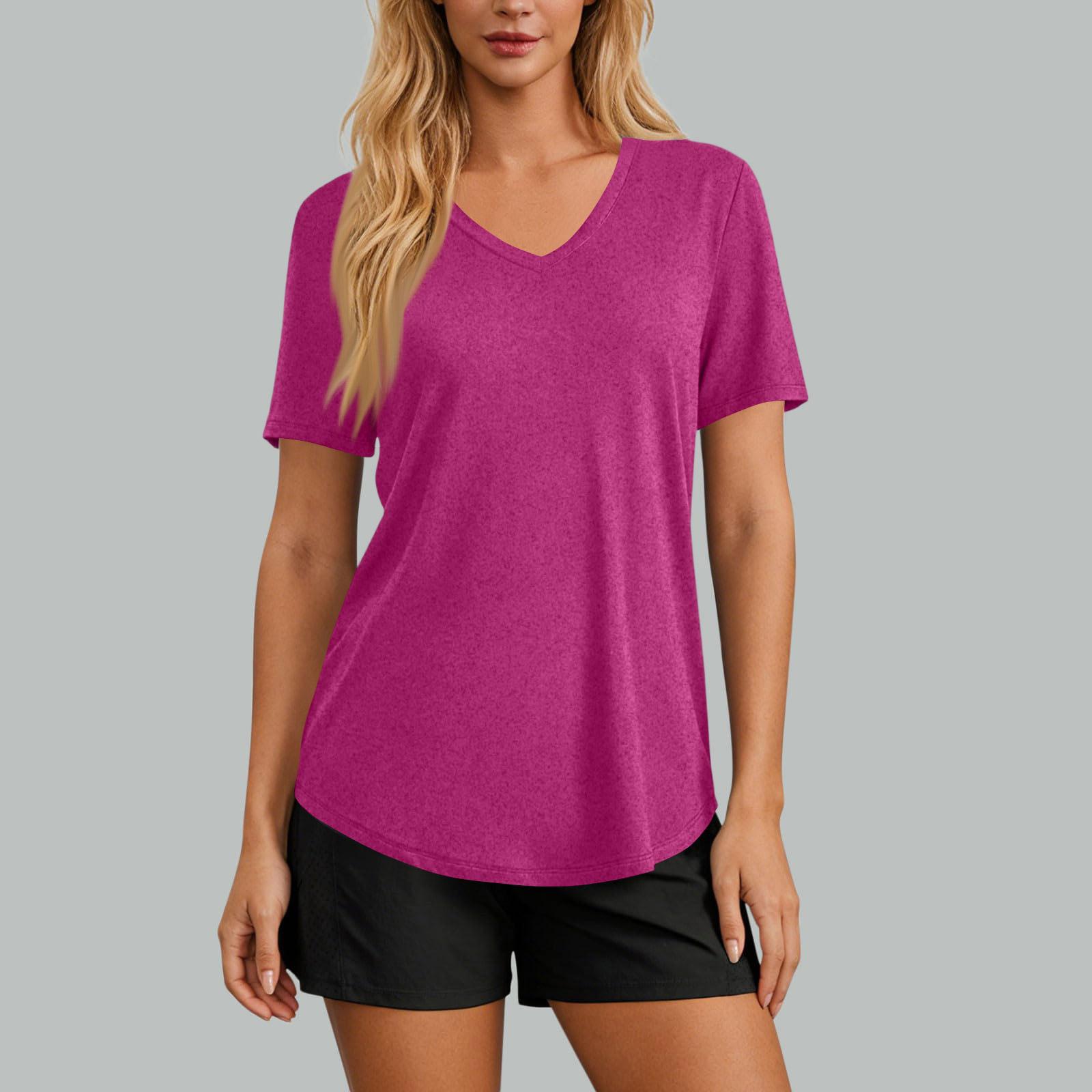 Женская повседневная футболка с V-образным вырезом и коротким рукавом - Модный топ M