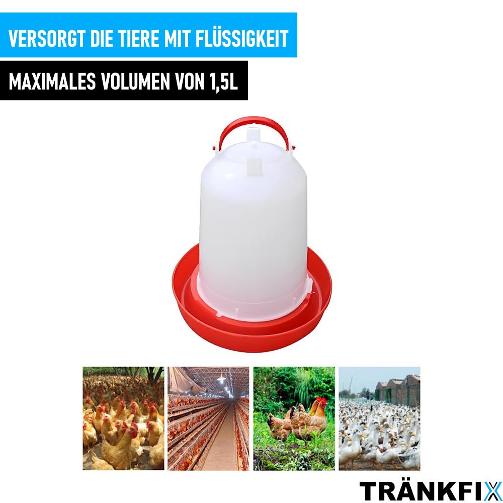 TRÄNKFIX Wasserspender Geflügeltränke Hühnertränke Wassertränke Kunststoff