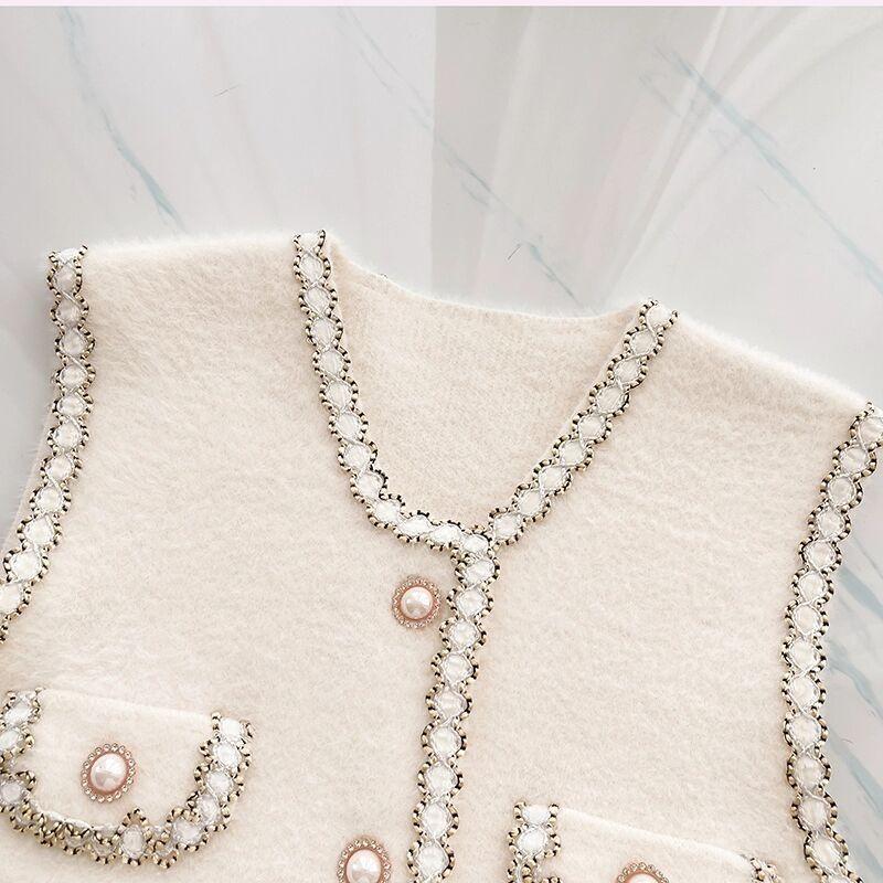 Women's Imitation Mink Vest Spring Autumn Plush Knitted Cardigan Vest Knitted Sleeveless Waistcoats