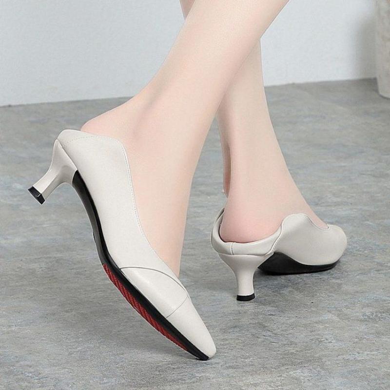 Pantofi de damă cu straturi subțiri, stil de primăvară și toamnă, toc mediu, plasă deodorantă, toc înalt, rezistenți la uzură