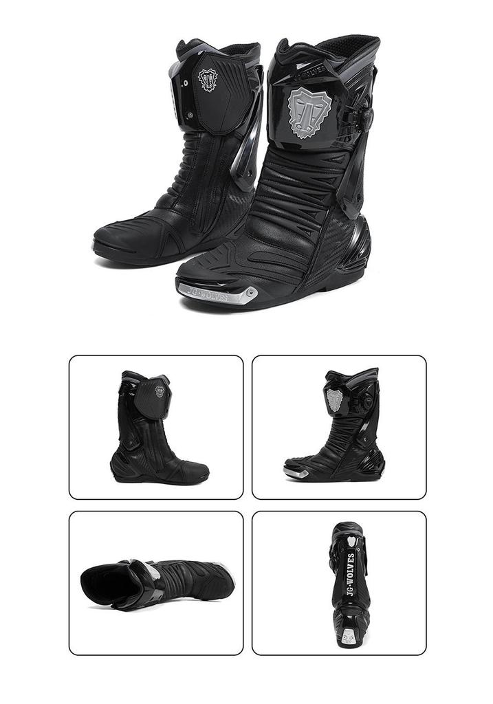 Nine-core Wolf Motorcycle Shock-Absorbing Anti-Fall Off-Road Long Boots for Kids, Wear-Resistant Track Riding Shoes for All Seasons.