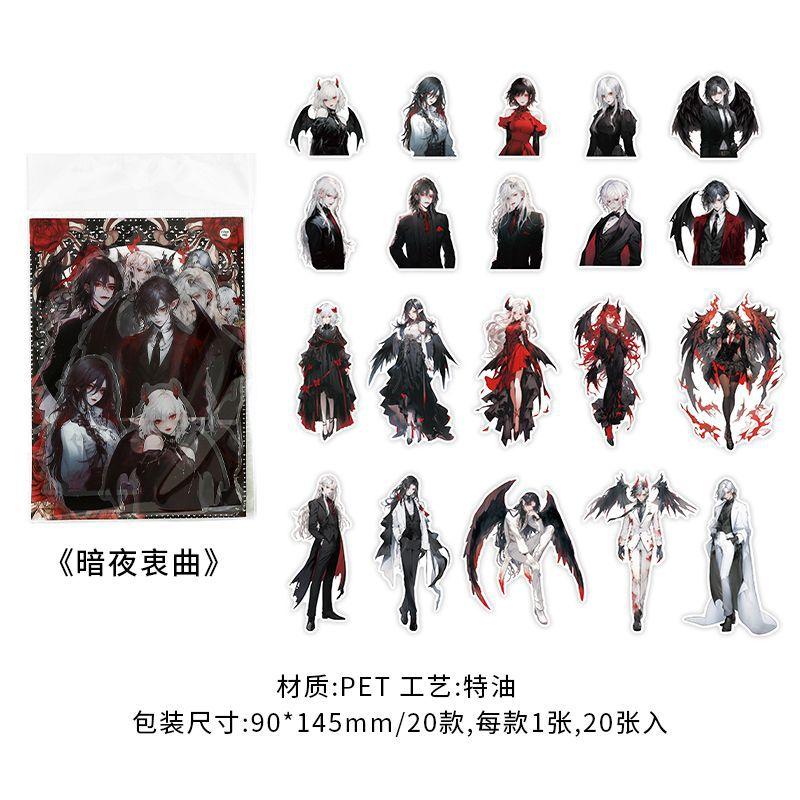 

20 pcs Vintage Angel Demon Sticker Pack PET Special Oil European Hand Ledger Collage Light Primer Scrapbooking Material