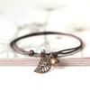 Ceramic Beaded Bracelet Bangle Rope Chain Vintage Leaf Pendant Couple Jewelry