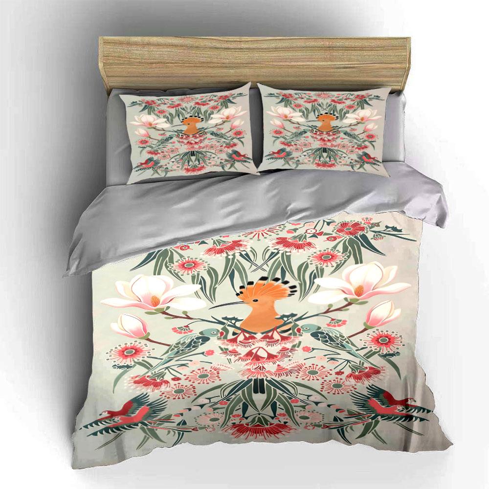 Birds, Flowers, and Leaves. Bedding Sets Duvet Cover Sets Duvet Covers Pillowcases(1 * Duvet Cover 2 * Pillowcases, Without Duvet Insert)