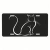 Black Striped Cat Aluminum License Plate 6x12 In, Rust-Free Fade Resistant Car Tag with 4 Holes, Decorative Front Plate