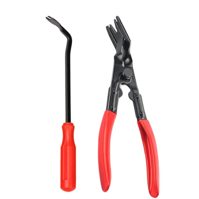 3-Piece Automotive Fastener and Rivet Removal Tool Set: 6-inch & 8-inch Screwdrivers, Pliers for Car Clip and Decorative Opening.