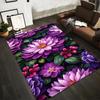 Purple Floral Pattern Rug Design Non-slip Rug Suitable for Living Room and Bedroom Sofas