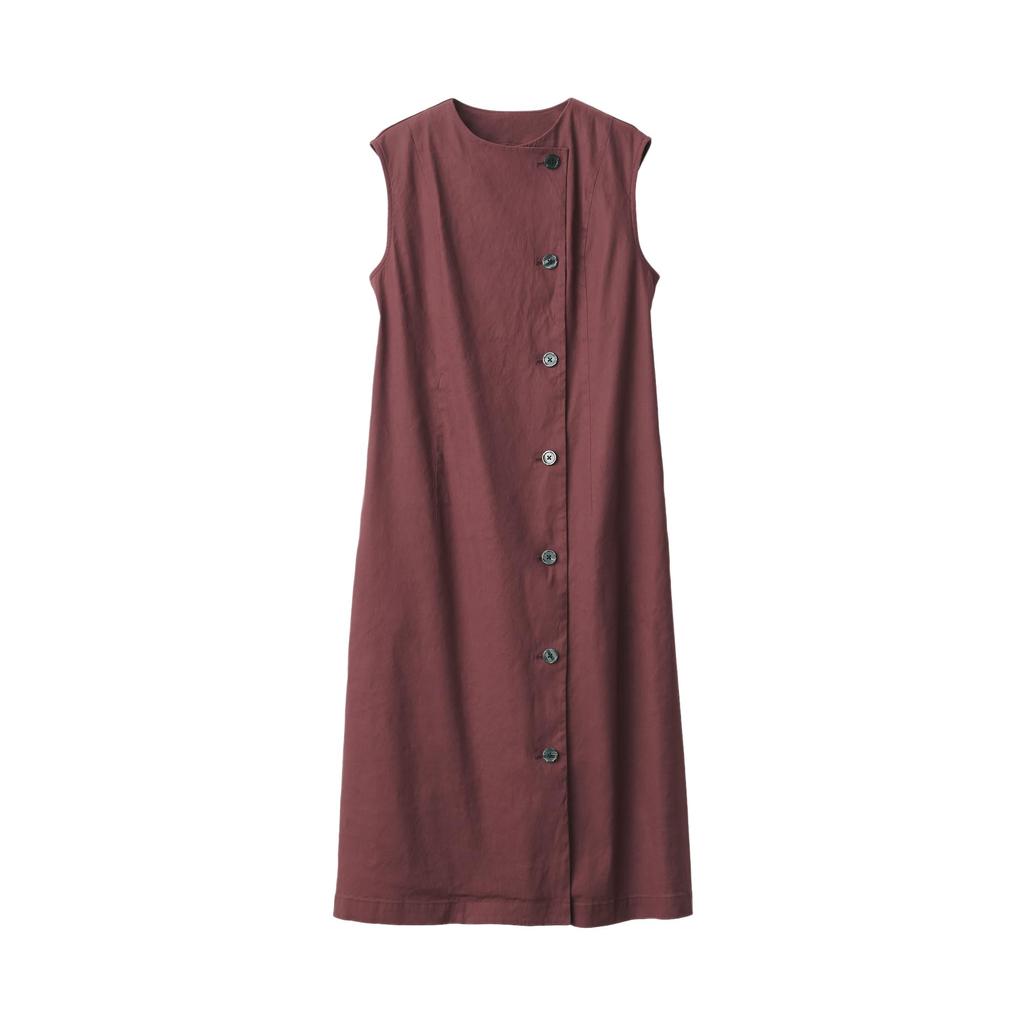 MUJI Hemp Blend Stretch Gilet Size XXL Women's Dress, Brown, BC2IHA4S, Women's