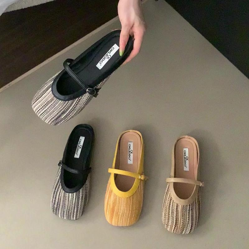 Fashion 2024 Autumn Women Flat Shoes Fashion Round Toe Slip On Mules Shoes Soft Flat Heel Outdoor Casual Dress Sandal Shoes Mujer