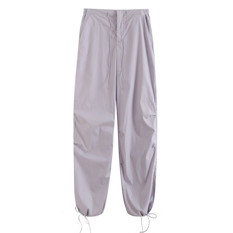 

Kaslead Fashion Style Elastic Waistband Lace-up Casual Pants Grey S