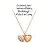 Korean Sweet Zircon Inlaid Open Pearl Shell Pendant Women Necklace Female Stainless Steel Party Jewelry Ladies Neck Chain