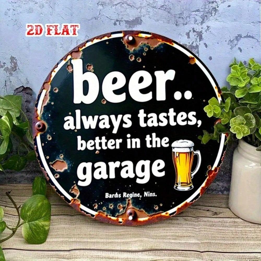 Barweer Vintage Metal Tin Sign 7.87x7.87 Inch Round Aluminum Wall Decor Bar Pub Man Cave Art