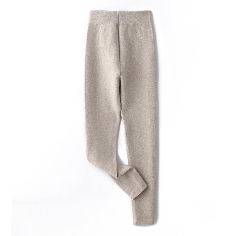 Unisex Wool Plush Pants: Warm, High-Waisted, Slim-Fit, Winter Base Layer for Couples