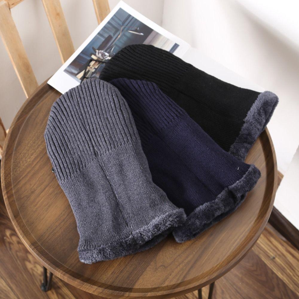 Breathable Men's Hat Scarf Balaclava Woolen Yarn Knitted Hat Fashion Winter Protection Cap