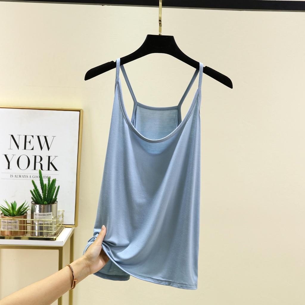 Versatile Suspenders Women's Small Sexy Vest Women's Inner Ice Silk Thin Clothes Slim and Thin Round Neck Suspenders