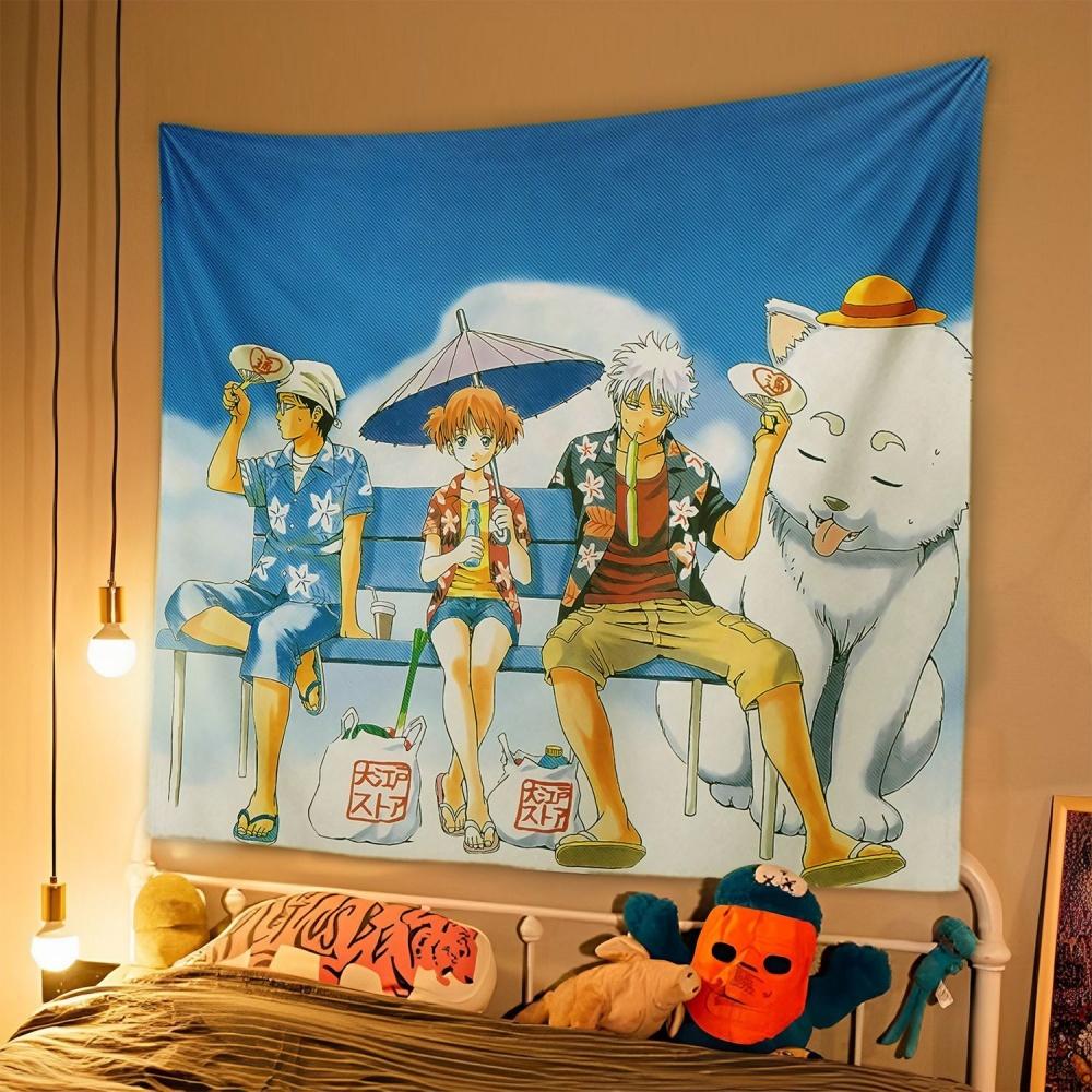 1pc Japanese Anime Tapestry GINTAMA Background Cloth Student Dormitory Bedside Bedroom Decoration Hanging Rental House Tapestry