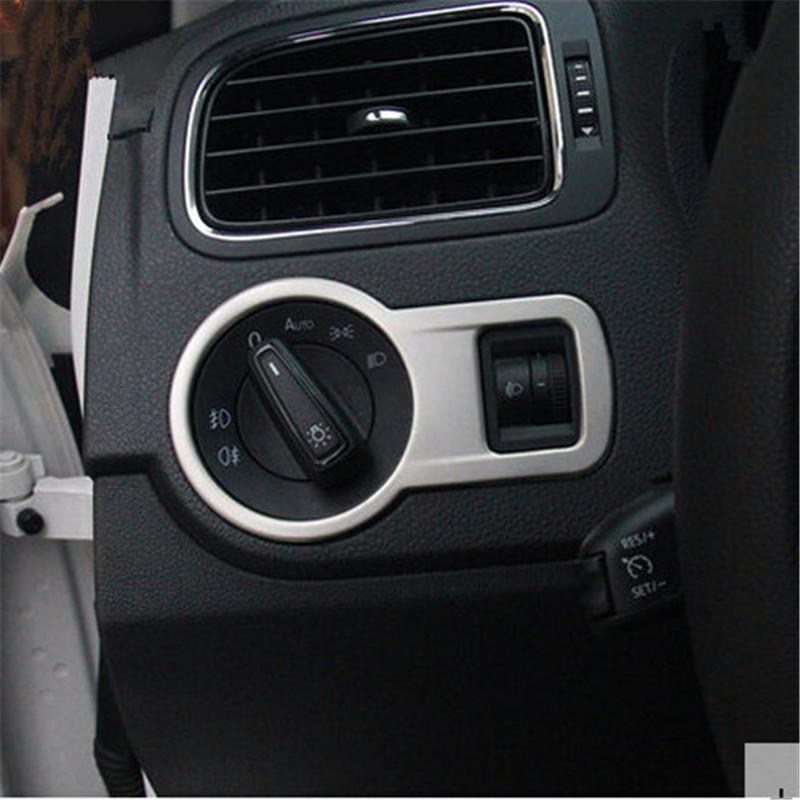 Cotochsun Car Interior Headlight Switch Decorative Frame Stainless Steel Case Fit For VW Volkswagen Polo 2011-2018 Car Styling