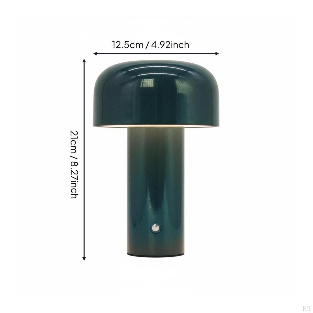 Mushroom Table Lamp Portable Power Retro Light Metal Body Cordless Bedside for