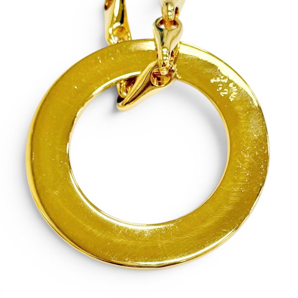 Excellent CELINE Circle Logo Design Chain Necklace Pendant Accessory gold Used