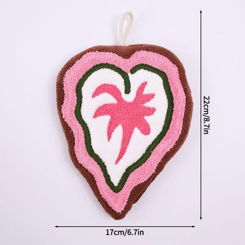 Thickened Plush Kitchen Towel Infusion Shaped Washable Clear Plant Print Hanging Absorbent Towel Household Decorative Towel