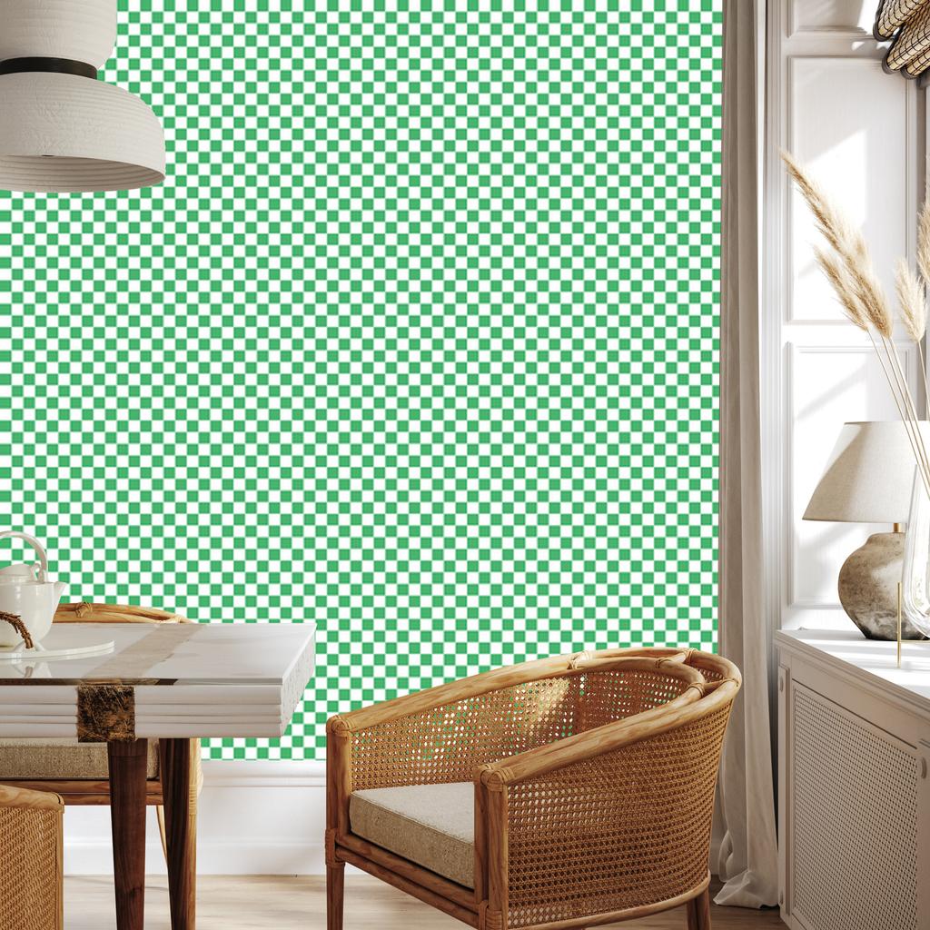 Mint Checkerboard Wallpaper for Living Room and Bedroom 50x1000