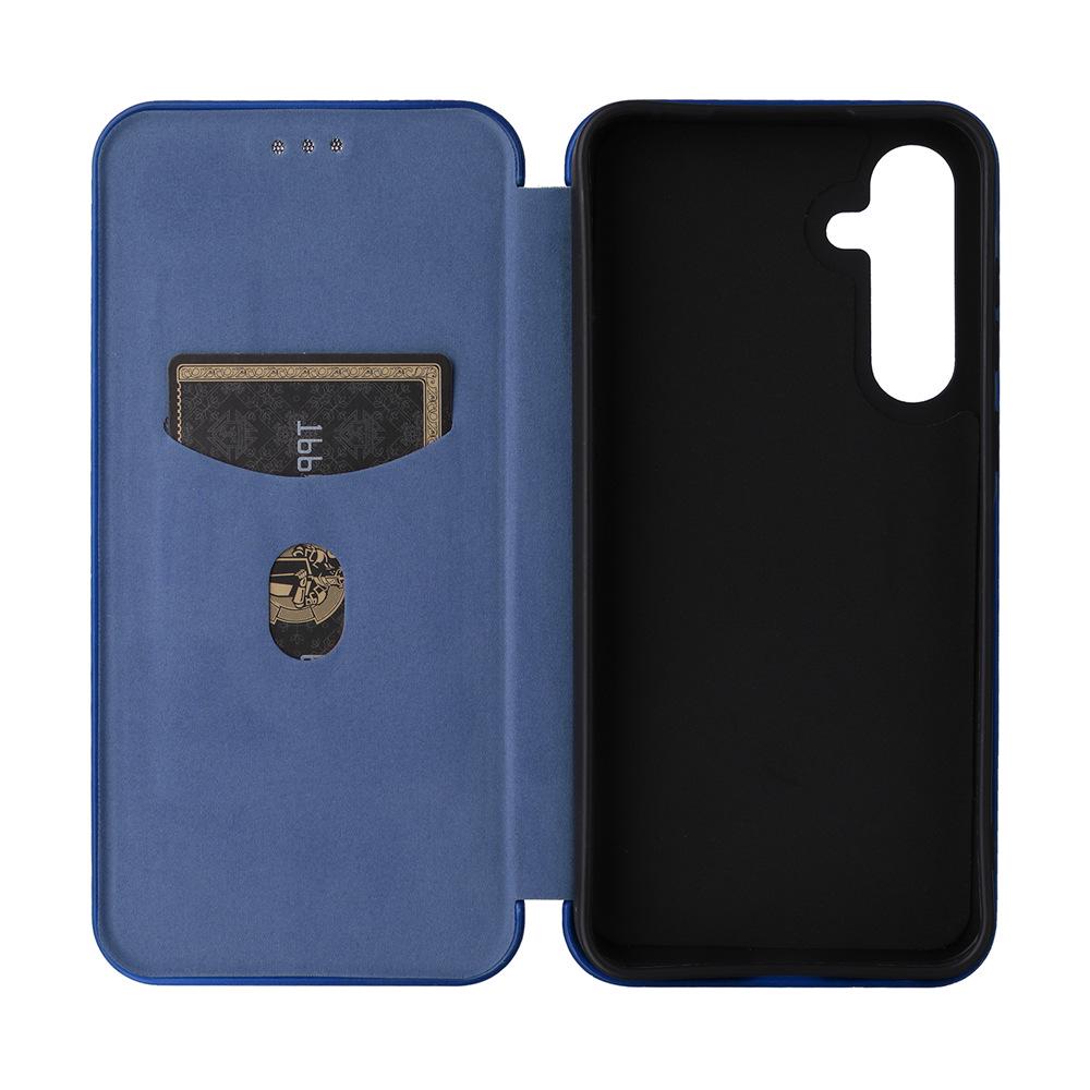Compatible with Samsung A55 5G Global: Carbon Fiber Leather Flip Phone Case