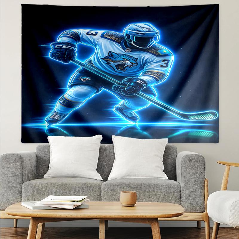 ice-hockey Print Tapestry, Backdrop, Easy Setup, Ideal for Bedroom, Office & Living Room, with Aesthetic Wall Hanging Decor.