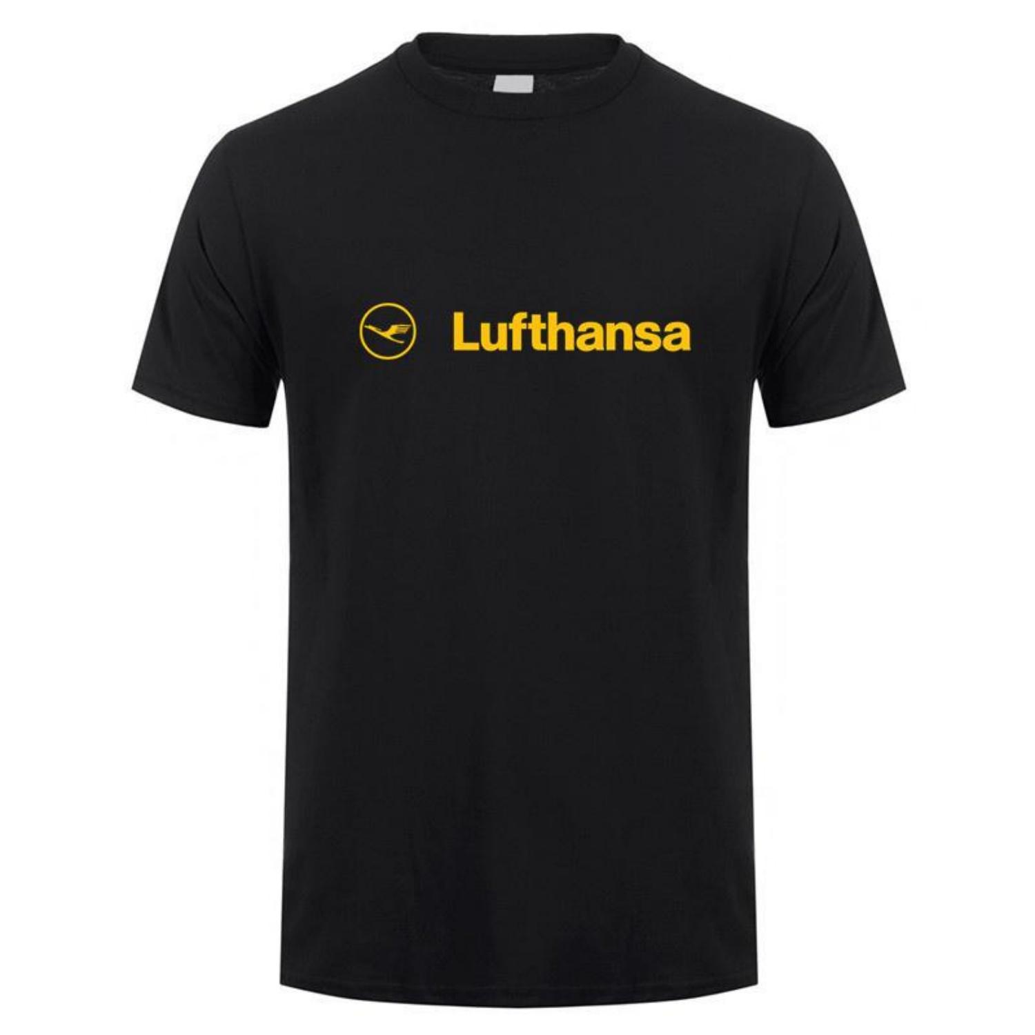 

Футболка Lufthansa Летняя Мужская Крутая Хлопковая С Коротким Рукавом Футболки Авиакомпании Lufthansa Унисекс Подарок Топы Футболка LH-478 S чёрный