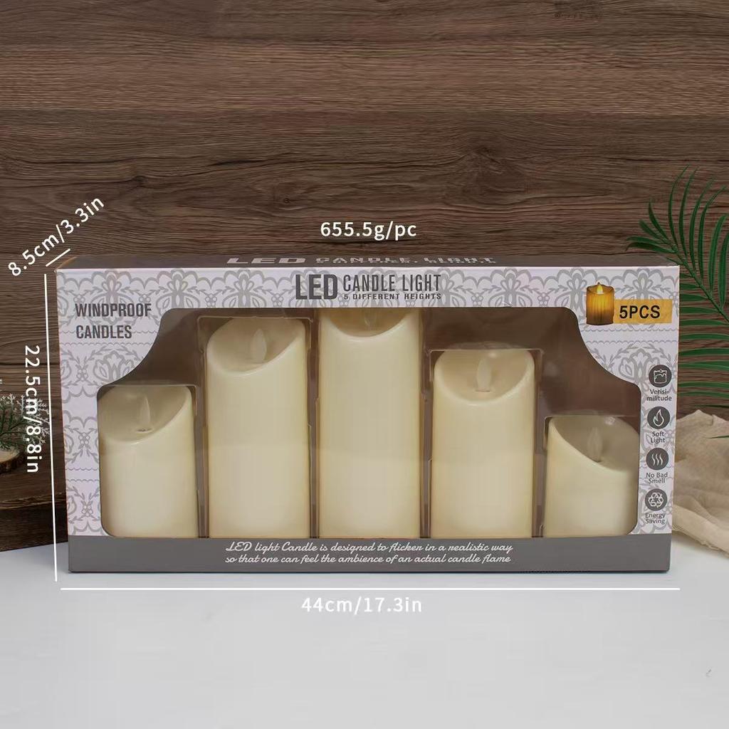 LED Flickering Simulated Candle Lights - Slanted Plastic Cylindrical Design for Weddings and Bars