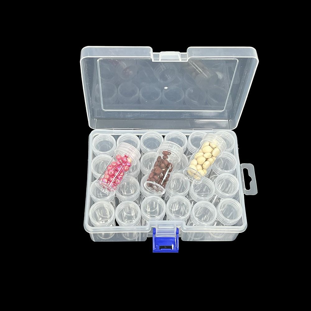 24/30/38/48/60/80 Bottles Diamond Painting Storage Containers Round Plastic Beads Storage Containers Box Transparent Save Space