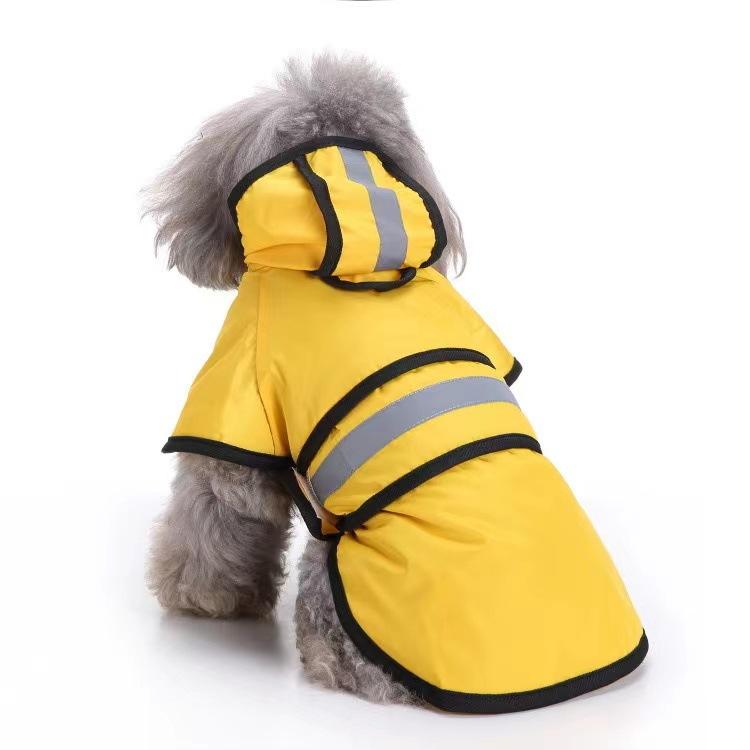 Dog Raincoat With Reflective Strip Hooded Puppy Waterproof Rain Jacket Lightweight Pet Rainwear For Outdoor Walking Safety Coat