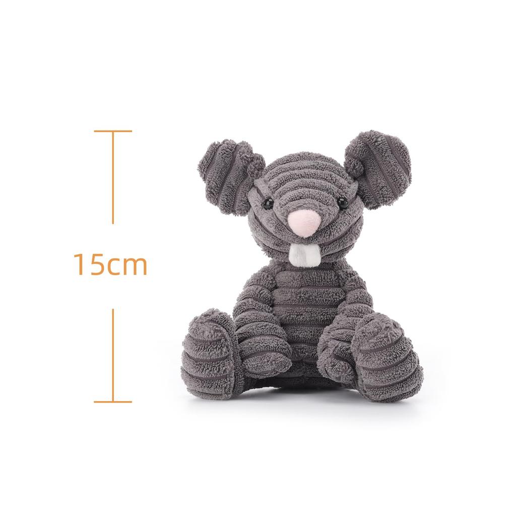 Apricot Lamb Corduroy Rat Plush Toy for Kids, Soft and Cute, Fluffy Corduroy Rat for Girls and Boys, 15cm